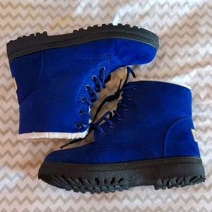 SQL Blue Faux Fur-lined Boots